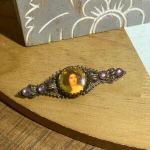 Vintage Lady Portrait Brooch 2.5”